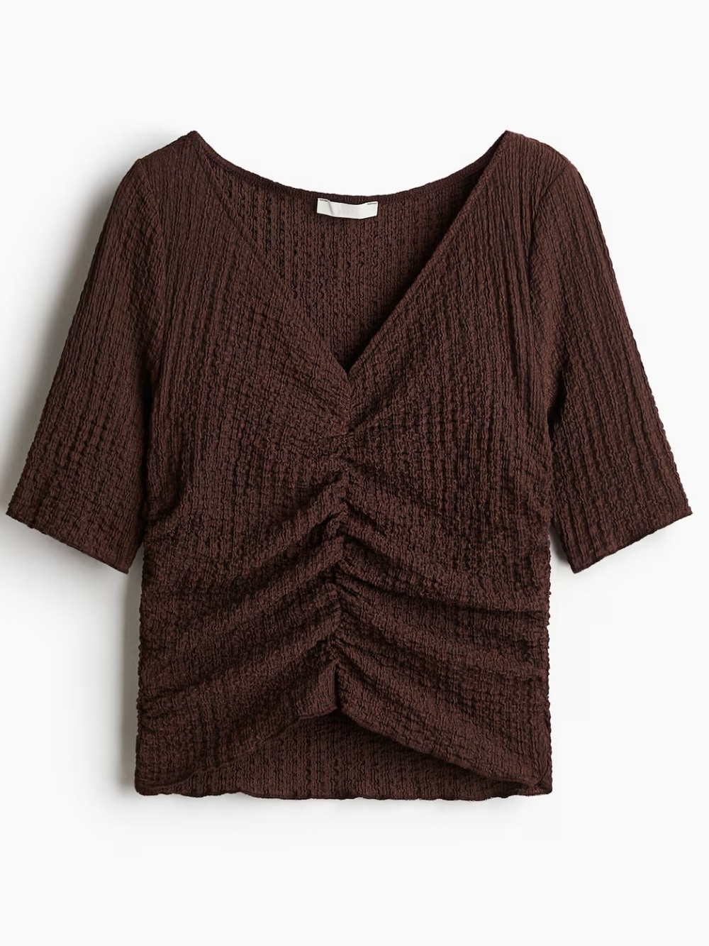 HM Draped Textured Top in Dark Brown